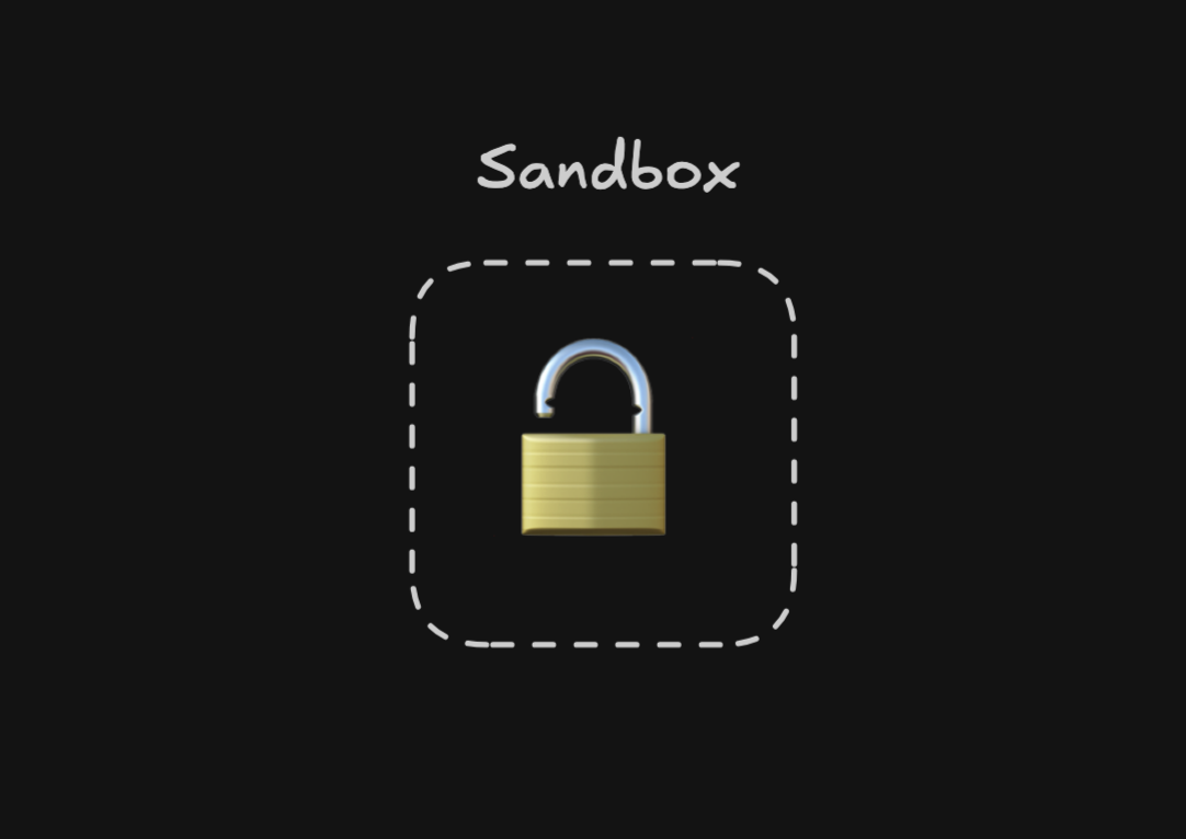 A sandbox with an open padlock inside it